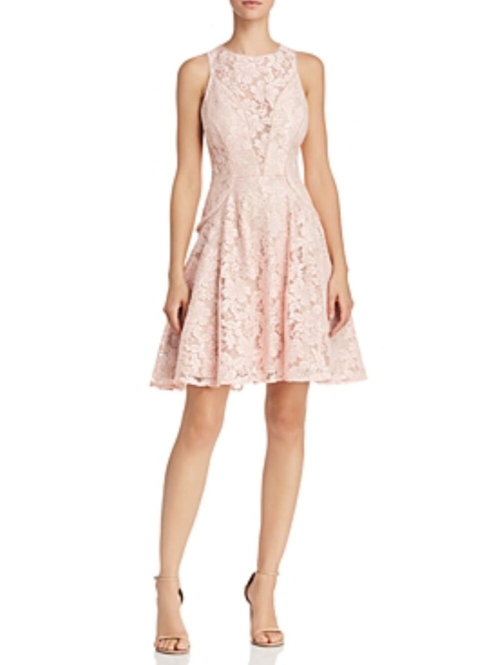 Avery G Blush Pink Cocktail Party Dress Lace Sleeveless Mini Fit & Flare Size 10